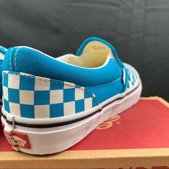 Van's Slip-on Delphinium Blue Checked Women’s - Picture 5 of 10